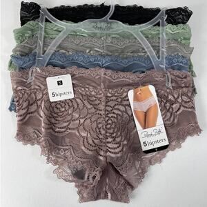 Rene Rofe Lingerie 5 pack Multicolor Floral Lace Hipsters Panties Underwear Sm